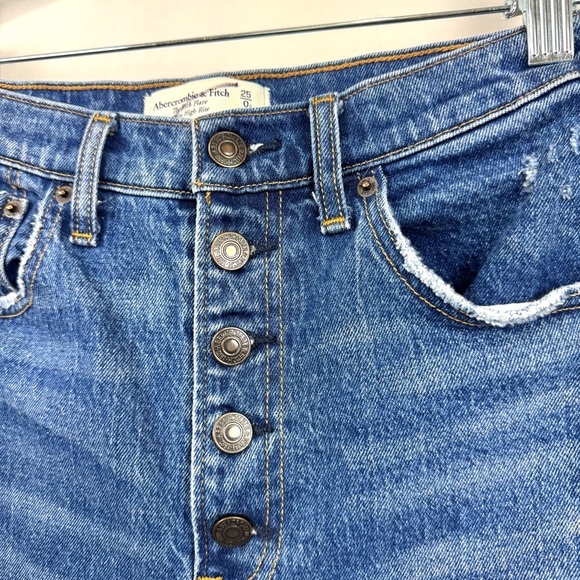Abercrombie & Fitch The Kick Flare Ultra High Rise Crop Blue Denim Jeans 25/0s - Picture 5 of 11